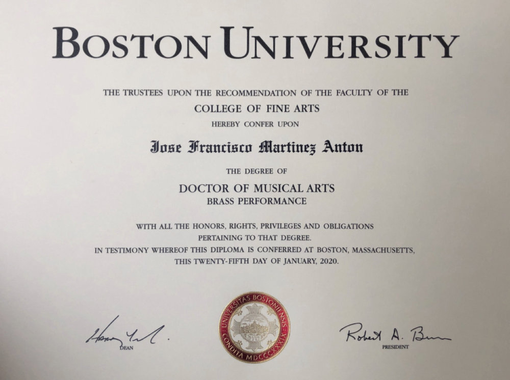 National Orchestra of Spain tubist DMA diploma