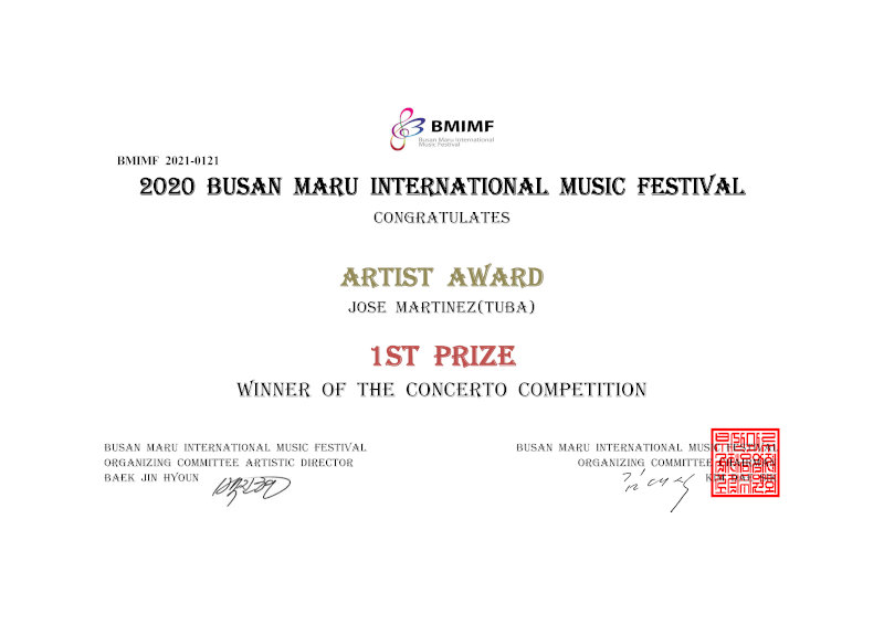 National Orchestra of Spain tubist in finals for Busan Maru Competition